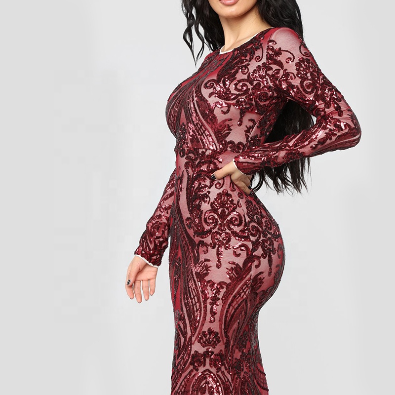 Elegant Evening Dress  Fashionable Women  Long Mermaid Sequin Dresses