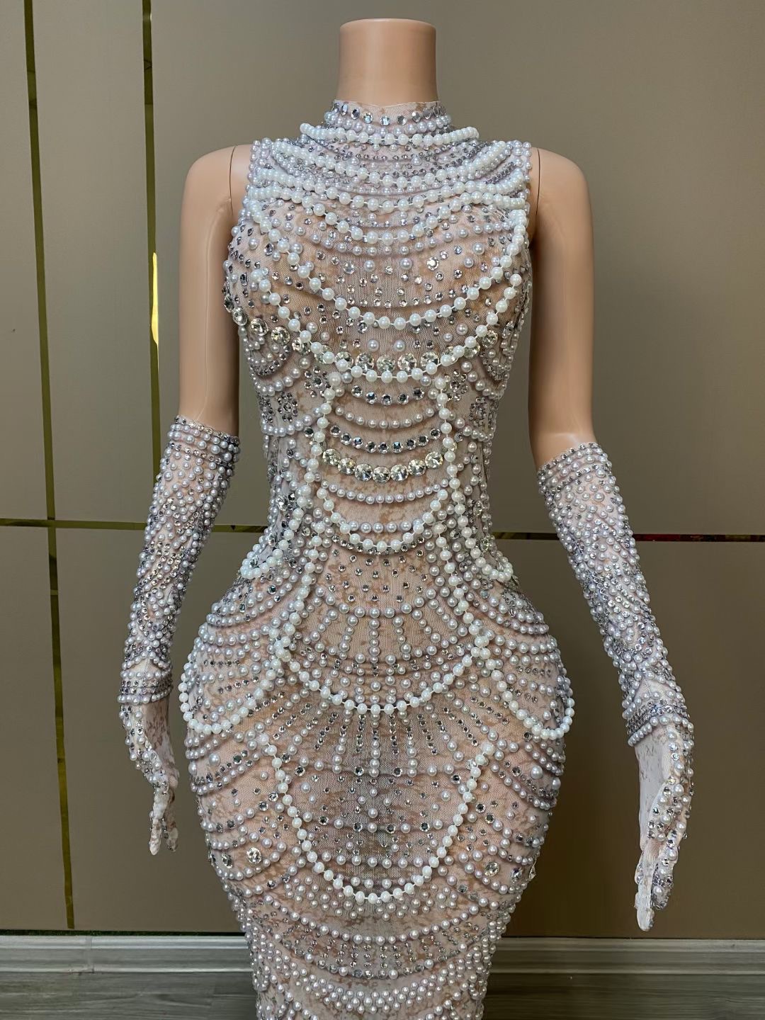 2024  Luxury Crystal Silver Illusion Gray Dubai Evening Dresses for Women Party Mermaid Long Prom Dress