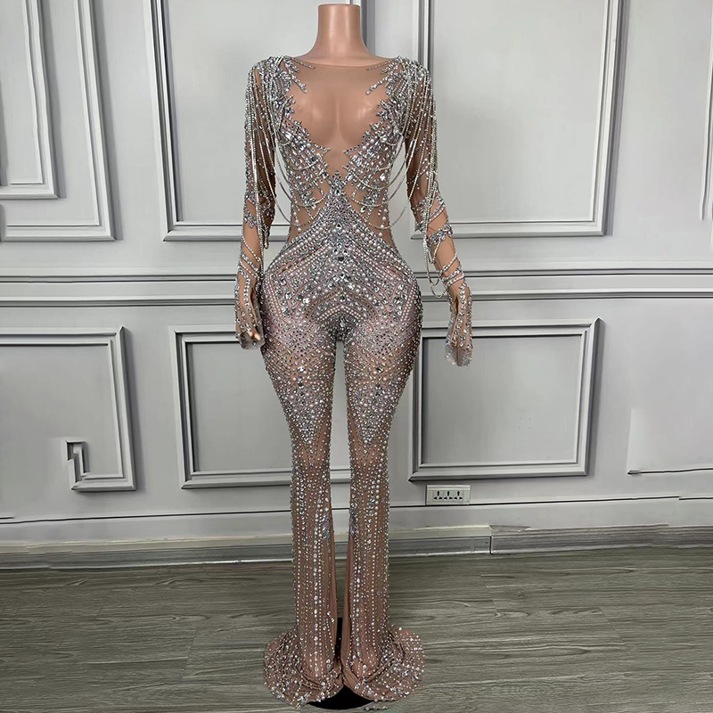 Fashion Dress 2024 Pretty Woman Evening Gown Dress Elegant Sleeveless Luxury Crystal Women's Party Wear