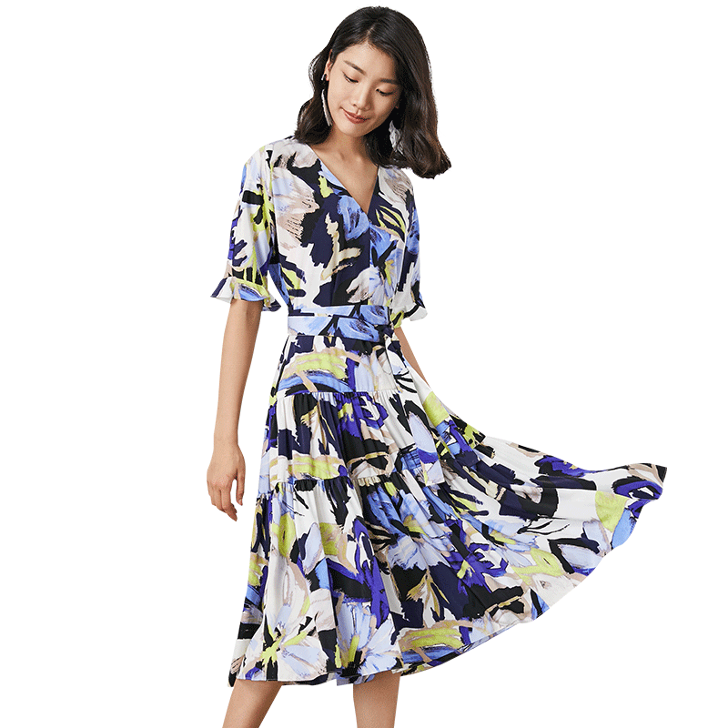 H628-1 ize Odm  Low MOQ Fall  Midi Long Girls Office Career Evening Casual Dress  for Women