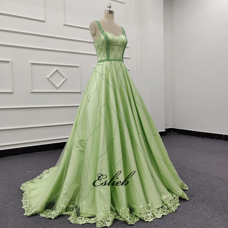 Eslieb Evening Dress 2019 Long Sexy Sleeveless Prom Dresses Lace Bead Crystal Belt Robe De Soiree Evening Gown Dresses