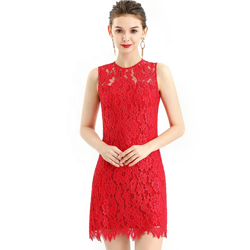 ND097  Odm   Summer High Quality Fashion Elegant Short Mesh Career Evening Casual Dress